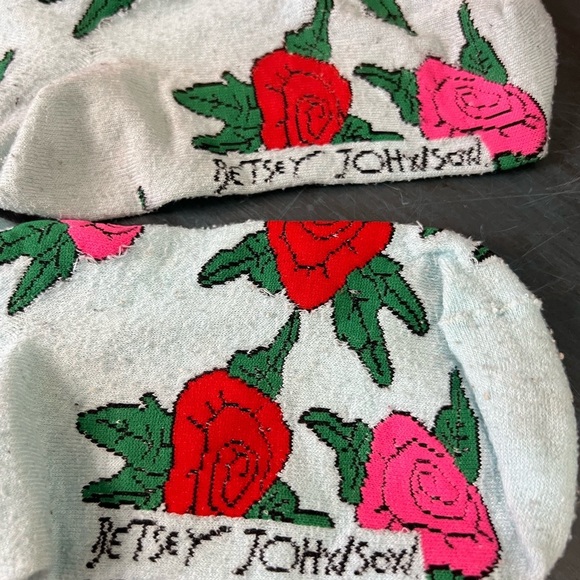 Betsey Johnson socks with roses Pink & Red roses. Gently used, no holes. - Picture 2 of 3